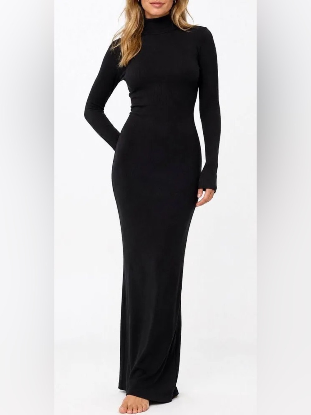 SKIMS NWT Soft Lounge Turtleneck Maxi Dress Onyx Black Size 2x